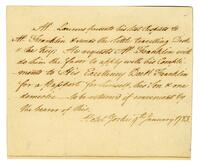 Laurens, Henry to William Temple Franklin, 1783 January 09