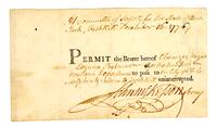 Military Pass issued to Ebenezer Hazard, 1776 December 16