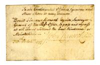 Military Pass issued to Ebenezer Hazard, 1777 October 30