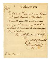 Betts, William to Nathanael Greene, 1780 November 15