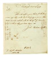 Holdron, John to Capt. Mitchell, 1779 October 26