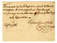 Weiss, Jacob Memorandum, 1780 February 14