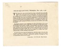 Head-quarters, Philadelphia, December 13, 1776. The General has been informed that some weak or wicked Men have maliciously reported ...