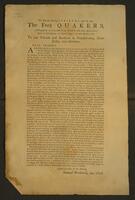 From the monthly meeting of friends, called by some the Free Quakers, (distinguishing us from those of our brethren who have disowned us) held at Philadelphia, the fourth day of the 6th month, 1781 : To our friends and brethren in Pennsylvania, New-Jersey