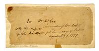 McAllister, John to William Atlee, 1777 August 9