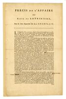 Precis de l'Affaire du Sieur de Lotbiniere, 1775 December 15