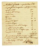 Receipt for Benjamin Franklin Bache's schooling, 1779 April 15