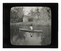 Lantern Slide #089: Man in canoe