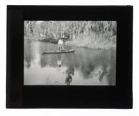 Lantern Slide #098: Man in canoe