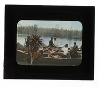 Lantern Slide #199: Penobscot people in canoes