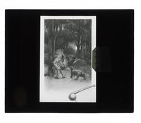 Lantern Slide #209: Native American man hunting bear