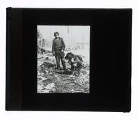 Lantern Slide #227: Montagnais hunter with dog team, Lake St. John