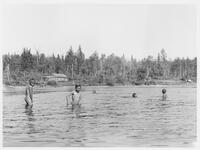 A155: Ojibwe boys swimming, Little Grand Rapids, Manitoba, circa 1930s