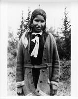 A110: Ojibwe girl, possibly Shabwon, Little Grand Rapids, Manitoba, circa 1930s