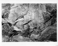 A081: En route on Berens River, Moose Picture Rock, Manitoba, circa 1930s