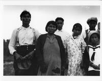 A153: Joseph Green (Ginoozhewinini) with his wife and four children, Little Grand Rapids, Manitoba, circa 1930s