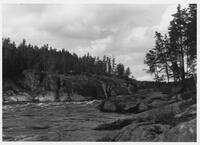 A073: En route on Berens River, shooting Wolverine Rapids, Manitoba, circa 1938