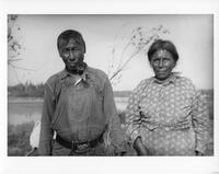 A105: John Keeper, Sr. (Giiwichens) and his wife Charlotte Keeper (Gamanaajiins), Little Grand Rapids, Manitoba, circa 1930s