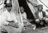 A290: Stanley Quill, his wife Helen Quill (Ochak), and Helen's aunt Nicka, Pikangikum, Ontario, circa 1930s