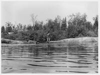 A154: Ojibwe boys swimming, Little Grand Rapids, Manitoba, circa 1930s