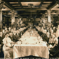 Banquet tendered physicians and delegates to the national Conference on Race Betterment by the Battle Creek Sanitarium portrait in dining hall.