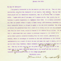 Letter from Theodore Roosevelt to Charles B. Davenport.