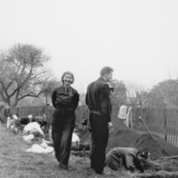 Man observing archaeological site