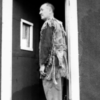 Jerry Aaron's son, moose-skin jacket, side-view