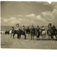 Cheyenne men on horseback