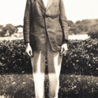 Brooks, full length portrait, Woods Hole.