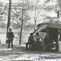 Lac du Flambeau, Wisconsin - 1. Leonard Brown, Joseph Negoni and others outside house