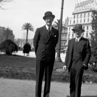 George Gaylord  Simpson and unidentified man, standing outside.