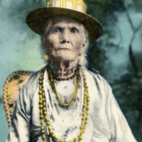 8-10-b: "Mary Selmore, Passamaquoddy Indian, Aged 101 Years, near Eastport, Me." color postcard.