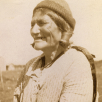 6-10-p: Profile of woman with hat, Ungava, Canada.