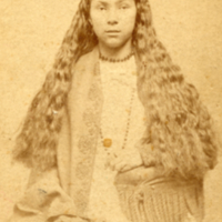 9-16-d: "Hemlock Joes' wife," Penobscot woman with long hair.