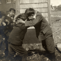 9-13-n: "Head rubbing," children playing outside.