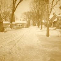 9-12-b: Winter scene, Center Street, Indian Island, Maine