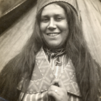 9-8-a: Penobscot woman with birch bark cap and collar.