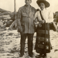 9-7-k: Francis Nicola and Myra Andrews, standing outside