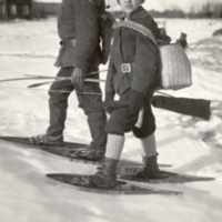 9-2-m: Andrew Dana and his grandfather "old" Frank Dana, wearing snow shoes.