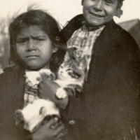 9-2-d: Penobscot girls, holding cat