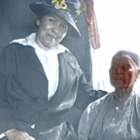 Oldest woman and Louisa, Indian Island, Maine