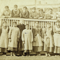 Group of 15 Creek girls in school uniform