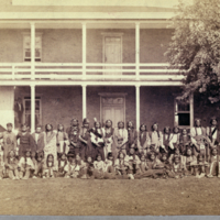 Sioux boys as they arrived at the Indian Training School, Carlisle Barracks, Oct. 5, '79