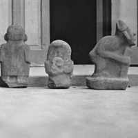 Mayan artifacts, back, side-views