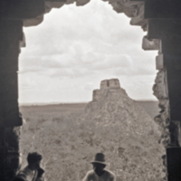 Mayan temple framed in doorway