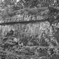 Mayan wall with glyphs