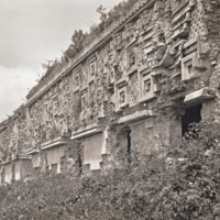 Mayan temple with carvings