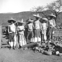 Tepecano men, boys, with sombreros