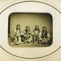 Group of four Utah Indians [l. to r. Nick-a-a-god, Green Leaf; Pe-ah, Black Tailed Deer; Chippin, Always Riding; and Suriap, Lodge Pole's Son]